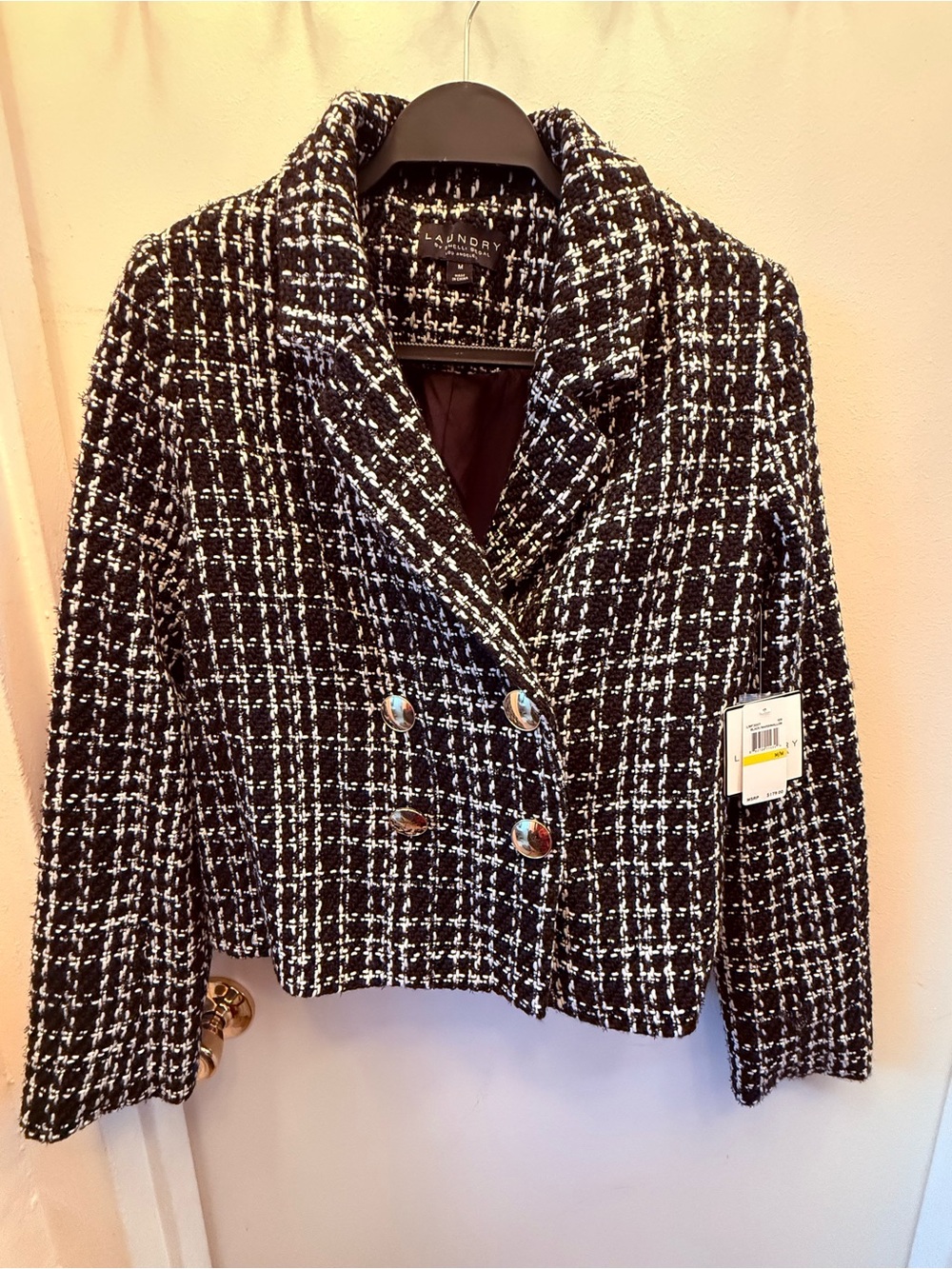 NWT Laundry By Shelli Segal Black And White Tweed Skirt and jacket Size Medium - Picture 6 of 10